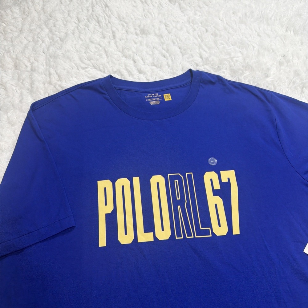 Polo Ralph Lauren Graphic Tee Mens 2XB Big & Tall Blue Script Logo T-Shirt New!!